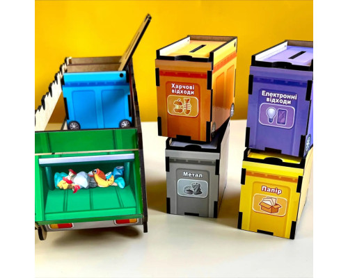 Настольная развивающая игра "Сортировка мусора: мусоровоз" Ubumblebees (ПСФ129) PSF129 комодик
