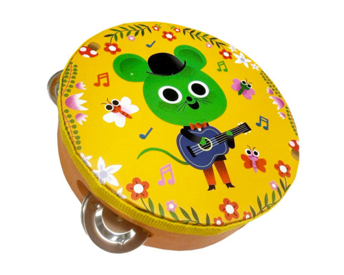 Деревянная игрушка Бубен "Мышка" MD 0367-60 диаметр 15 см