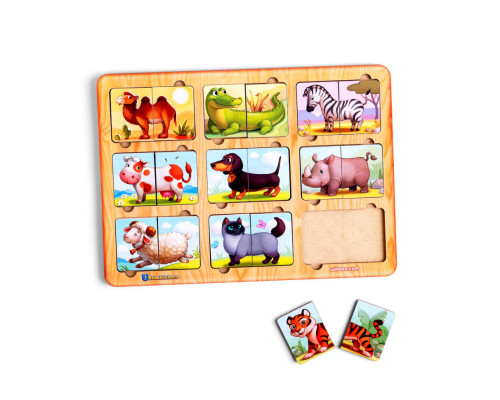 Деревянный пазл-сортер "Удивительные зверята" Ubumblebees (ПСД162) PSD162, 9 животных