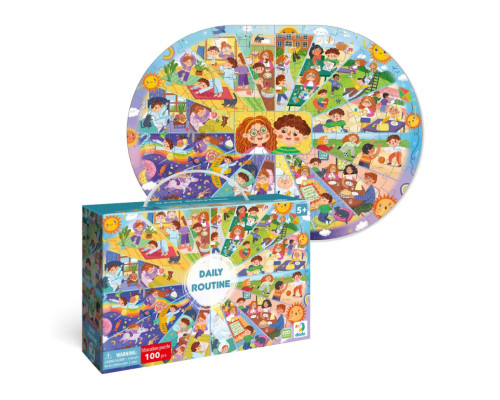 Дитячий віммельпазл "Розпорядок дня" 300619, 100 елементів