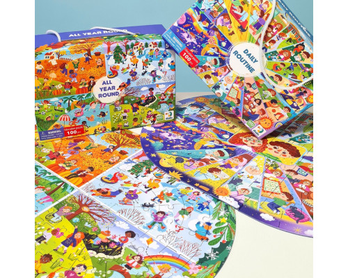 Дитячий віммельпазл "Розпорядок дня" 300619, 100 елементів