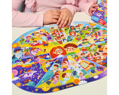 Дитячий віммельпазл "Розпорядок дня" 300619, 100 елементів