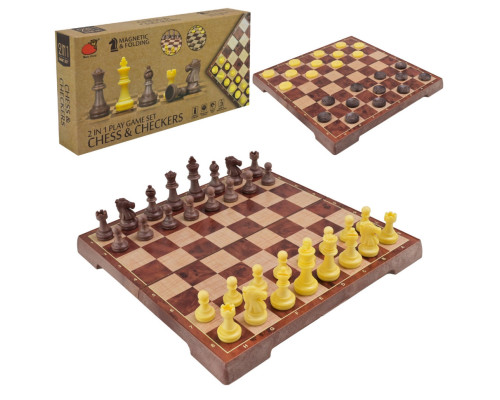 Набор настольных игр "Магнитные шахматы, шашки" 2 в 1 2258, 24х24х2,5 см