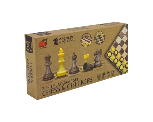 Набор настольных игр "Магнитные шахматы, шашки" 2 в 1 2258, 24х24х2,5 см