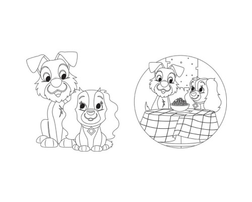 Розмальовка "Гра з кольором. Леді та Бродяга" 1426008 Disney Маля, 12 сторінок