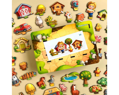 Настольная развивающая игра "Панорама: ферма" Ubumblebees (ПСФ130) PSF130 с карточками