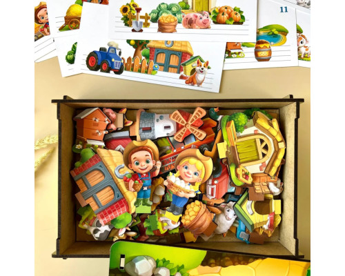 Настольная развивающая игра "Панорама: ферма" Ubumblebees (ПСФ130) PSF130 с карточками