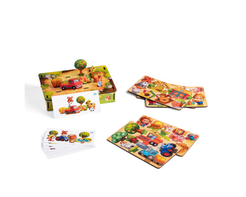 Настольная развивающая игра "Панорама: ферма" Ubumblebees (ПСФ130) PSF130 с карточками