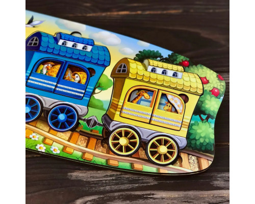 Деревянный сортер "Веселый паровозик – 3 вагона" Ubumblebees (ПСФ019) PSF019 пазл-вкладыш