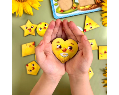 Дерев'яний пазл-вкладиш "Курчата" Ubumblebees (ПСД163) PSD163 геометричні фігури