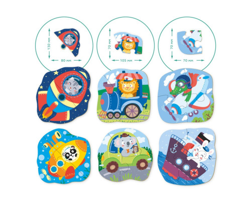 Детский пазл Транспорт DoDo 300154, 2-3-4 элемента