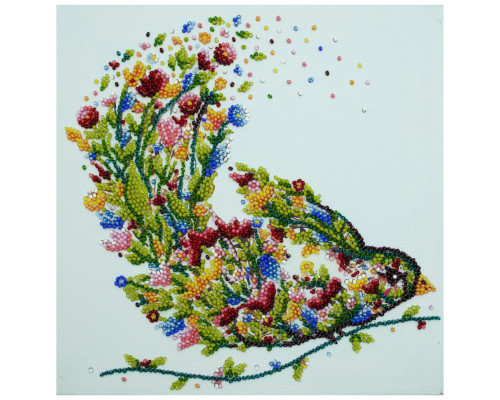 Набір-міді для вишивання бісером "Пташка, що співає" AMB-094 на натуральному полотні