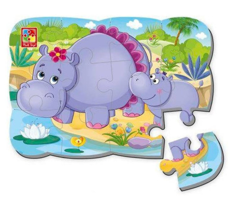 Детские пазлы на магните "Бегемотики" А5  VT3205-76, 12 элементов
