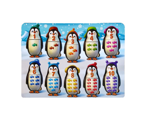 Деревянный пазл-вкладыш "Пингвинчики" Ubumblebees (ПСД164) PSD164 счет