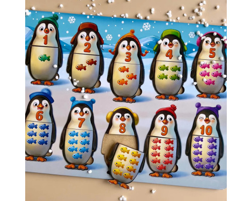 Деревянный пазл-вкладыш "Пингвинчики" Ubumblebees (ПСД164) PSD164 счет