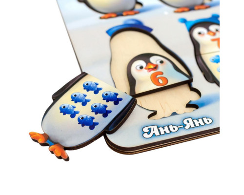 Деревянный пазл-вкладыш "Пингвинчики" Ubumblebees (ПСД164) PSD164 счет