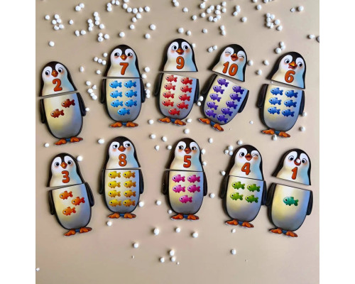 Деревянный пазл-вкладыш "Пингвинчики" Ubumblebees (ПСД164) PSD164 счет