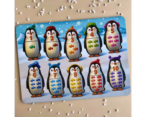 Деревянный пазл-вкладыш "Пингвинчики" Ubumblebees (ПСД164) PSD164 счет