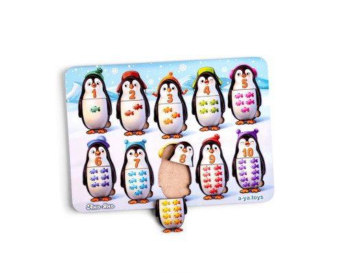 Деревянный пазл-вкладыш "Пингвинчики" Ubumblebees (ПСД164) PSD164 счет