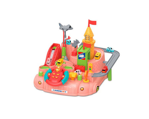 Дитячий ігровий набір "Гараж" A333-330F(Pink) кермо, машинки, літак