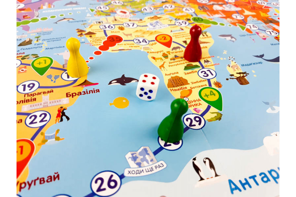 Дитяча настільна гра - ходилка "Мандруємо світом" 127914 укр. мовою