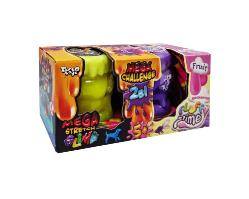 В'язка маса "2 в 1 "Mega Stretch Slime" та "Fluffy Slime" FLS-03-01U укр Жовто-фіолетовий
