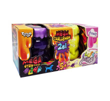 Вязкая масса "2 в 1 "Mega Stretch Slime" и "Fluffy Slime" FLS-03-01U укр Фиолетово-желтый