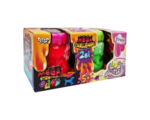 В'язка маса "2 в 1 "Mega Stretch Slime" та "Fluffy Slime" FLS-03-01U укр Рожево-зелений