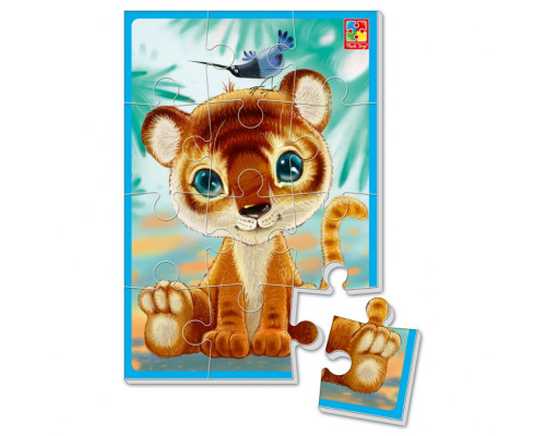 Детские мягкие пазлы "Зебренок и львенок" VT1103-42 формата А5