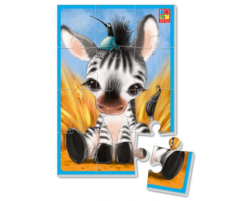 Детские мягкие пазлы "Зебренок и львенок" VT1103-42 формата А5