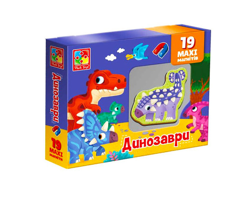 Набір магнітів MAXI "Динозаври" Vladi Toys VT3106-23, 19 шт