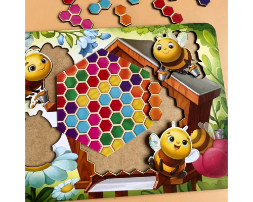 Деревянный пазл-вкладыш "Веселые пчелки" Ubumblebees (ПСД165) PSD165 сортер-тетрис