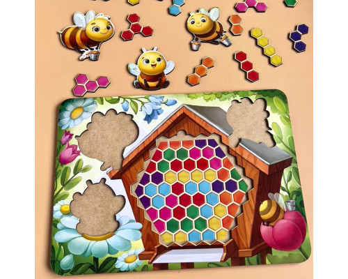Деревянный пазл-вкладыш "Веселые пчелки" Ubumblebees (ПСД165) PSD165 сортер-тетрис