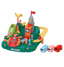 Дитячий ігровий набір "Гараж" A333-330F(Green) кермо, машинки, літак