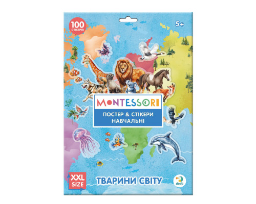 Учебный постер с наклейками "Животные мира" 300900 XXL 100 стикеров