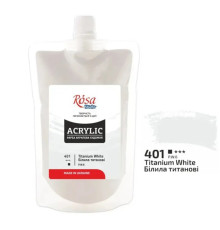 Краска акриловая художественная эластичная "Белила титановые" 401, 200 мл