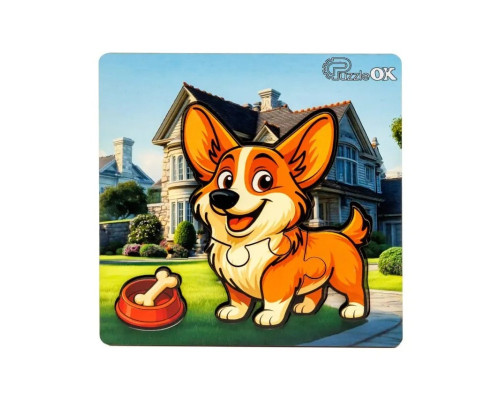 Деревянный пазл-вкладыш "Веселая собачка" Puz-88753 А6, 4 элемента