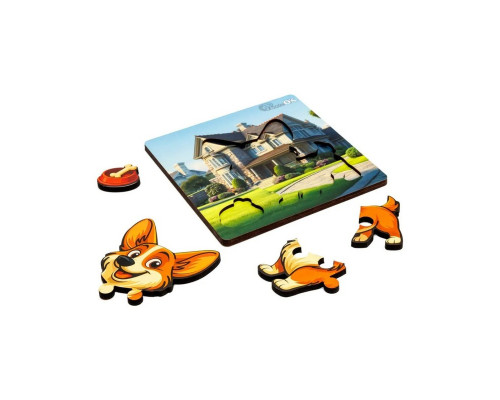 Деревянный пазл-вкладыш "Веселая собачка" Puz-88753 А6, 4 элемента