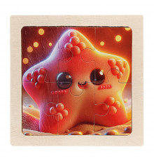 Дитячий дерев'яний пазл-вкладиш "Морська зірка" MD 1509-9, 6 елементів 9,8 х 9,8 х 0,4 см