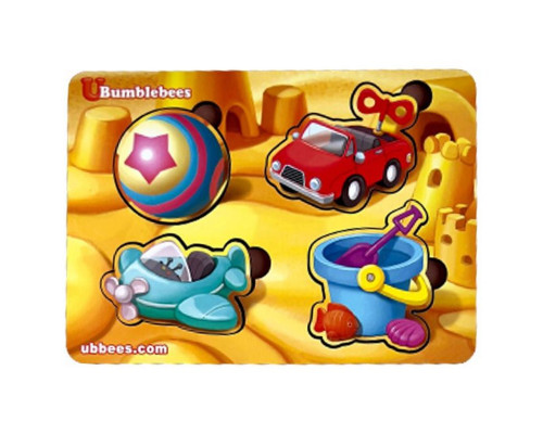Деревянный пазл-вкладыш "Игрушки-1" Ubumblebees (ПСФ116) PSF116 фон с подсказкой