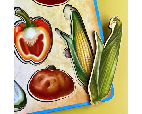 Деревянный пазл-вкладыш "Овощи снаружи и внутри" Ubumblebees (ПСД194) PSD194