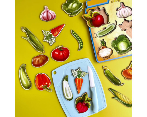 Деревянный пазл-вкладыш "Овощи снаружи и внутри" Ubumblebees (ПСД194) PSD194