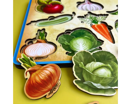 Деревянный пазл-вкладыш "Овощи снаружи и внутри" Ubumblebees (ПСД194) PSD194