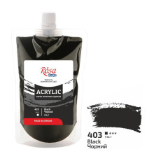 Краска акриловая художественная эластичная "Черная" 403, 200 мл