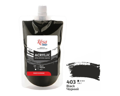 Краска акриловая художественная эластичная "Черная" 403, 200 мл