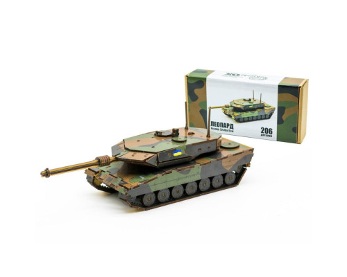 Деревянный 3D конструктор "Танк Леопард" 206-0260, 206 деталей