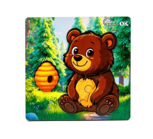 Дерев'яний пазл-вкладиш "Лісовий ведмедик" Puz-88754 А6, 4 елементи