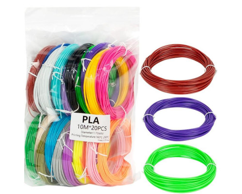 Набор пластика PLA для 3D-ручки PLA20 запаска 20 шт по 10 м