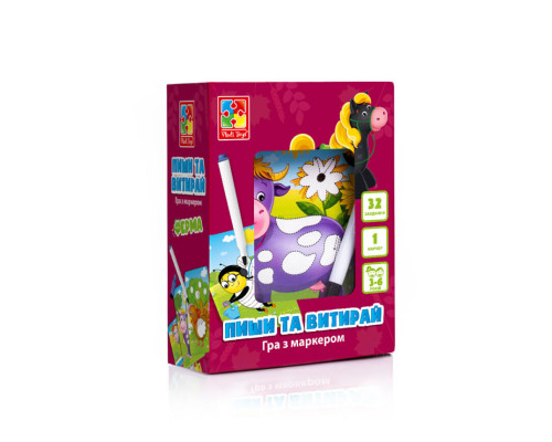 Настільна гра Пиши та витирай "Ферма" Vladi Toys  VT5010-19 укр