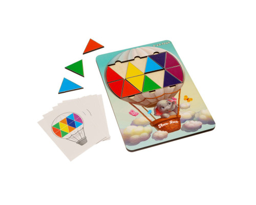 Деревянная мозаика "Слоненок на воздушном шаре" Ubumblebees (ПСД197) PSD197 треугольники